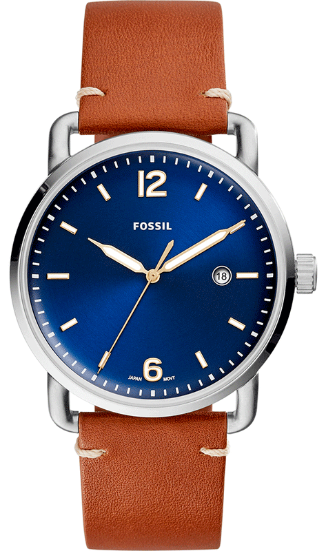  Shop Authentic Fossil Commuter Blue Dial Blue Leather Strap Watch for Men - FS5325 - Luxxuri