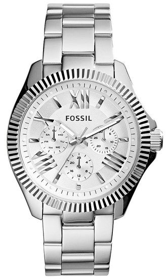  Shop Authentic Fossil Cecile Multifunction Silver Dial Silver Steel Strap Watch for Women - AM4509 - Luxxuri