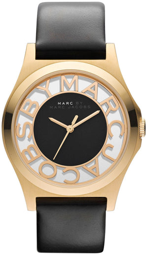  Shop Authentic Marc Jacobs Henry Skeleton Black Dial Black Leather Strap Watch for Women - MBM1246 - Luxxuri