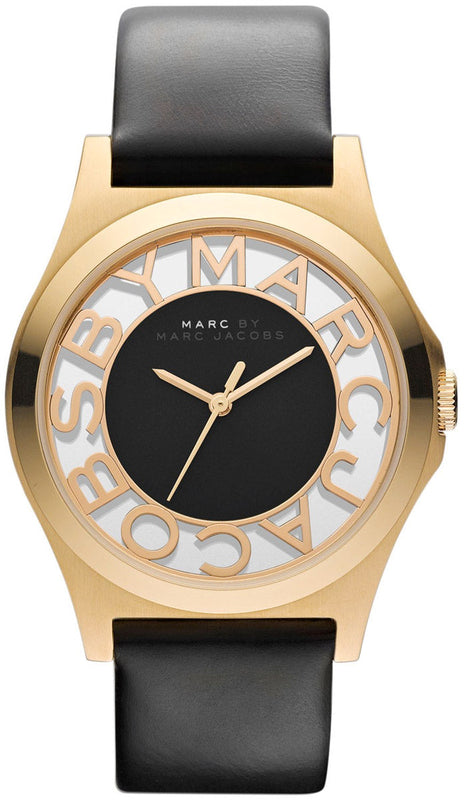  Shop Authentic Marc Jacobs Henry Skeleton Black Dial Black Leather Strap Watch for Women - MBM1246 - Luxxuri