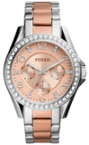  Shop Authentic Fossil Riley Multifunction Rose Gold Dial Two Tone Steel Strap Watch for Women - ES4145 - Luxxuri