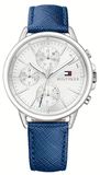  Shop Authentic Tommy Hilfiger Carly Silver Dial Blue Leather Strap Watch for Women - 1781791 - Luxxuri