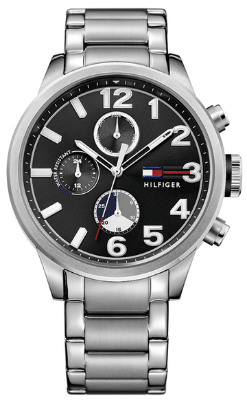  Shop Authentic Tommy Hilfiger Jackson Quartz Black Dial Silver Steel Strap Watch for Men - 1791243 - Luxxuri