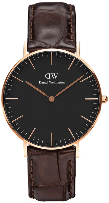  Shop Authentic Daniel Wellington Classic York Black Dial Brown Leather Strap Watch For Women - DW00100140 - Luxxuri