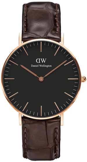  Shop Authentic Daniel Wellington Classic York Black Dial Brown Leather Strap Watch For Women - DW00100140 - Luxxuri