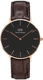  Shop Authentic Daniel Wellington Classic York Black Dial Brown Leather Strap Watch For Women - DW00100140 - Luxxuri