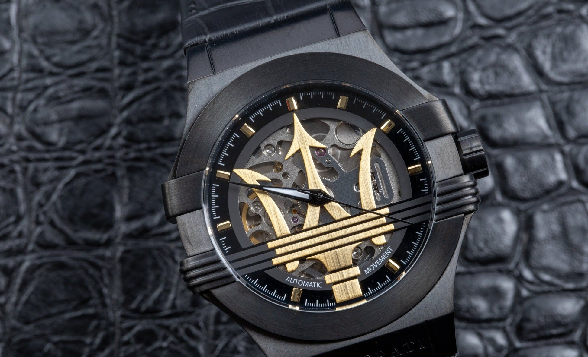  Shop Authentic Maserati Potenza Skeleton Limited Edition Black Dial Black Leather Strap Watch For Men - R8821108027 - Luxxuri