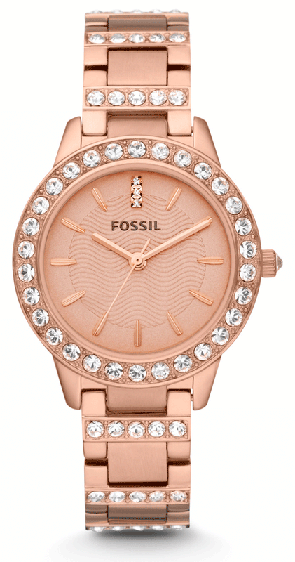  Shop Authentic Fossil Jesse Crystal Rose Gold Dial Rose Gold Steel Strap Watch for Women - ES3020 - Luxxuri