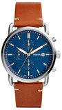  Shop Authentic Fossil The Commuter Blue Dial Brown Leather Strap Watch for Men - FS5401 - Luxxuri
