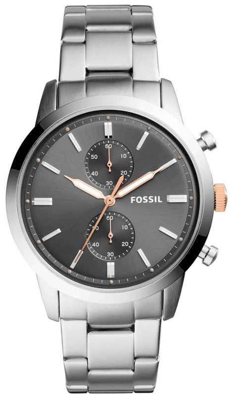  Shop Authentic Fossil Townsman Chronograph Grey Dial Silver Steel Strap Watch for Men - FS5407 - Luxxuri