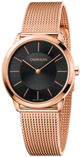  Shop Authentic Calvin Klein Minimal Black Dial Rose Gold Mesh Bracelet Watch for Women - K3M2262Y - Luxxuri