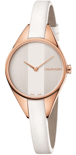  Shop Authentic Calvin Klein Rebel White Grey Dial White Leather Strap Watch for Women - K8P236L6 - Luxxuri