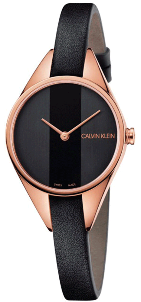  Shop Authentic Calvin Klein Rebel Black Dial Black Leather Strap Watch for Women - K8P236C1 - Luxxuri