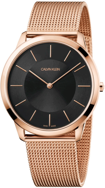  Shop Authentic Calvin Klein Minimal Black Dial Rose Gold Mesh Bracelet Watch for Men - K3M2162Y - Luxxuri