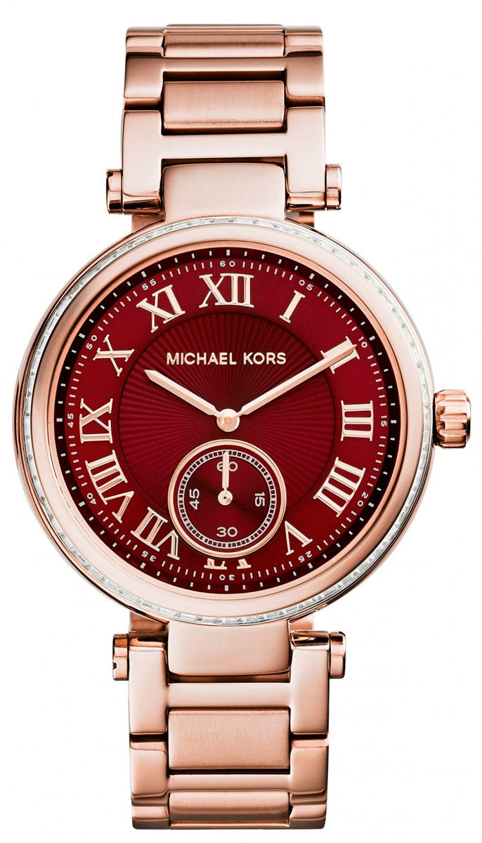  Shop Authentic Michael Kors Skylar Maroon Dial Rose Gold Steel Strap Watch for Women - MK6086 - Luxxuri