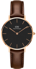  Shop Authentic Daniel Wellington Classic Petite Bristol Black Dial Brown Leather Strap Watch For Women - DW00100165 - Luxxuri