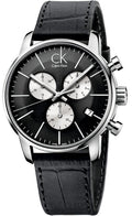  Shop Authentic Calvin Klein City Chronograph Black Dial Black Leather Strap Watch for Men - K2G271CX - Luxxuri