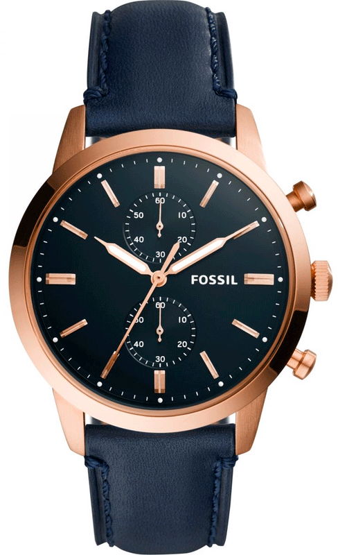  Shop Authentic Fossil Townsman Chronograph Blue Dial Blue Leather Strap Watch for Men - FS5436 - Luxxuri