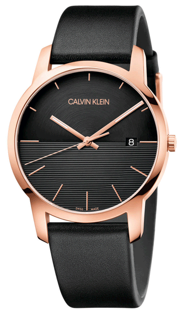  Shop Authentic Calvin Klein City Quartz Black Dial Black Leather Strap Watch for Men - K2G2G6CZ - Luxxuri