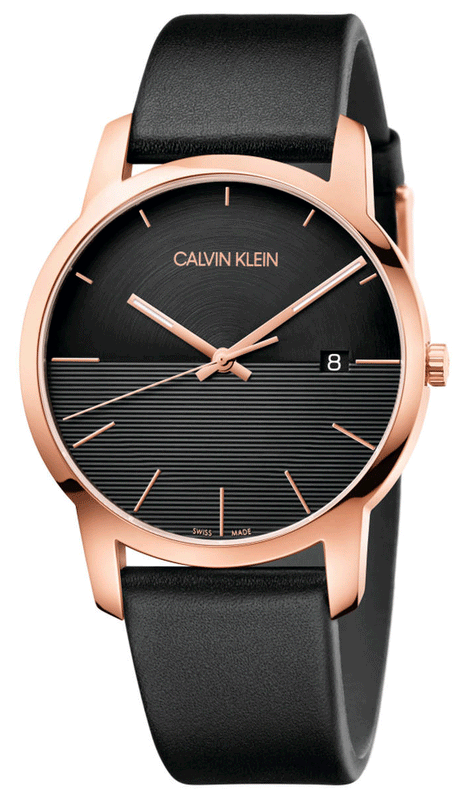  Shop Authentic Calvin Klein City Quartz Black Dial Black Leather Strap Watch for Men - K2G2G6CZ - Luxxuri