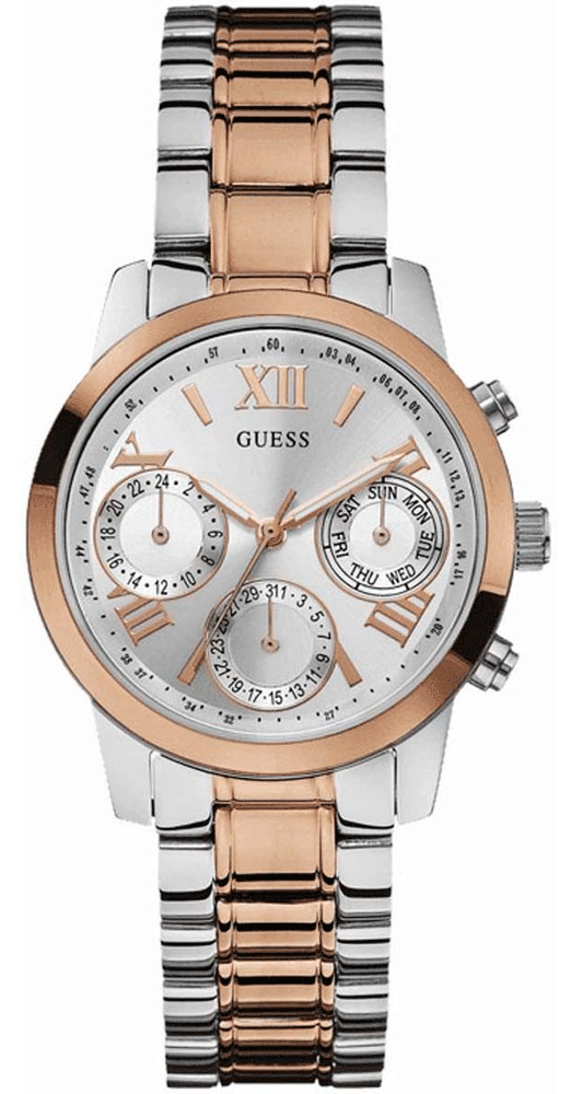  Shop Authentic Guess Mini Sunrise Analog Silver Dial Two Tone Steel Strap Watch For Women - W0448L4 - Luxxuri