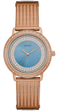  Shop Authentic Guess Willow Crystal Blue Dial Rose Gold Mesh Bracelet Watch For Women - W0836L1 - Luxxuri