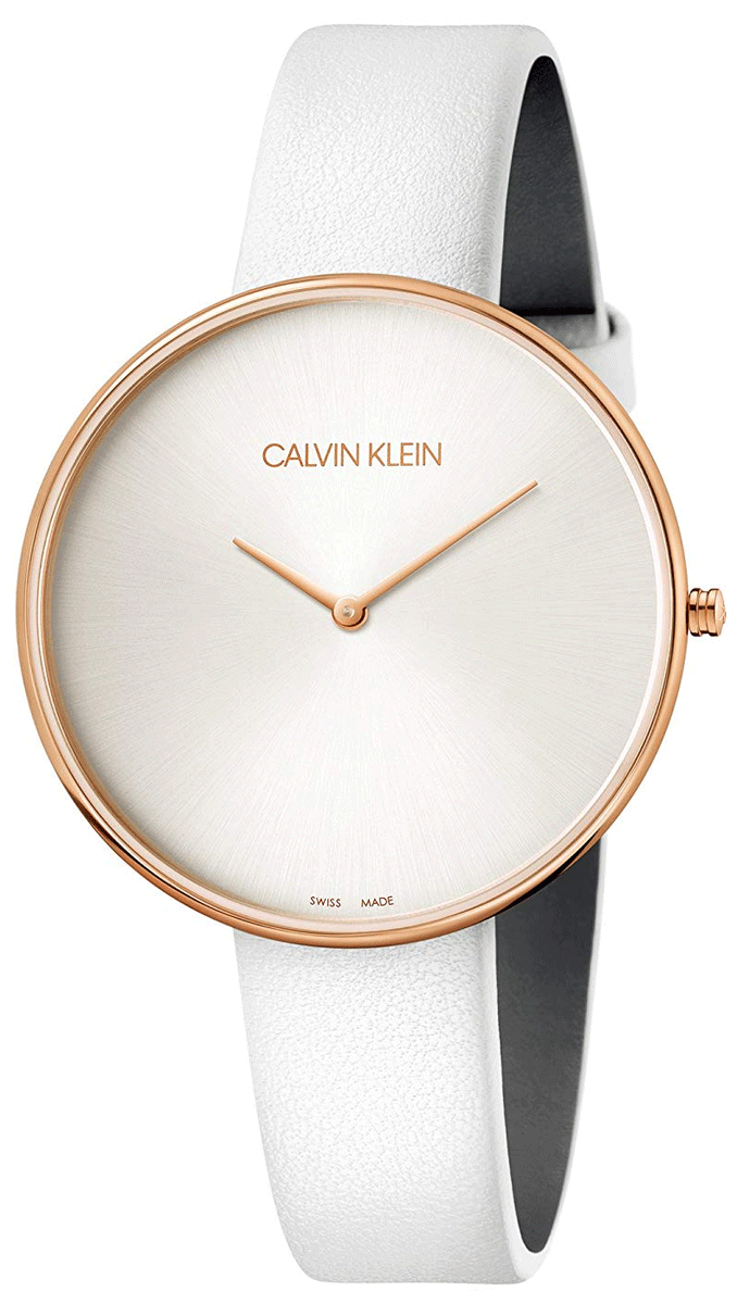  Shop Authentic Calvin Klein Full Moon White Dial White Leather Strap Watch for Women - K8Y236L6 - Luxxuri