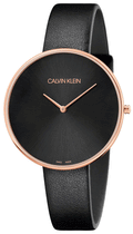  Shop Authentic Calvin Klein Full Moon Black Dial Black Leather Strap Watch for Women - K8Y236C1 - Luxxuri