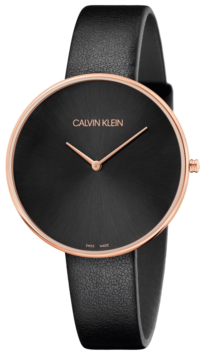  Shop Authentic Calvin Klein Full Moon Black Dial Black Leather Strap Watch for Women - K8Y236C1 - Luxxuri