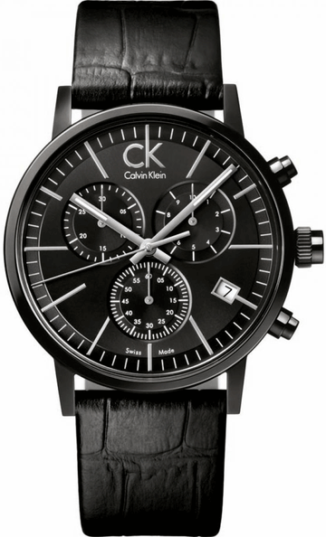  Shop Authentic Calvin Klein Post Minimal Chronograph Black Dial Black Leather Strap Watch for Men - K7627401 - Luxxuri