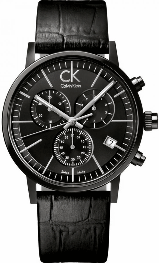  Shop Authentic Calvin Klein Post Minimal Chronograph Black Dial Black Leather Strap Watch for Men - K7627401 - Luxxuri