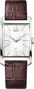  Shop Authentic Calvin Klein Window Silver Dial Brown Leather Strap Watch for Men - K2M21126 - Luxxuri