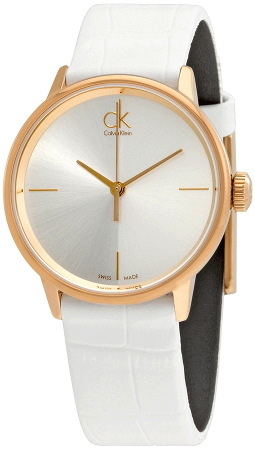  Shop Authentic Calvin Klein Accent White Dial White Leather Strap Watch for Women - K2Y2Y6K6 - Luxxuri