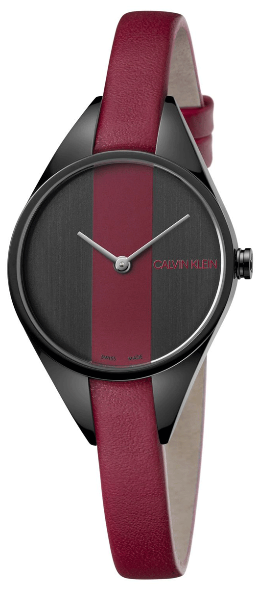  Shop Authentic Calvin Klein Rebel Red Black Dial Red Leather Strap Watch for Women - K8P237U1 - Luxxuri