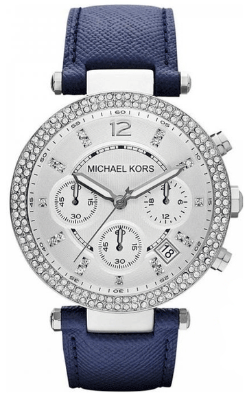  Shop Authentic Michael Kors Parker White Dial Navy Blue Leather Strap Watch for Women - MK2293 - Luxxuri