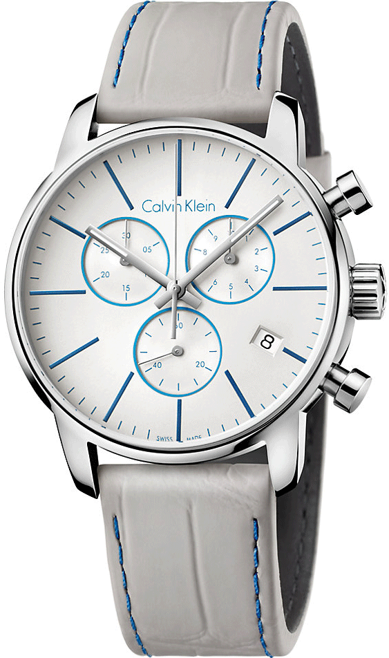 Shop Authentic Calvin Klein City Chronograph White Dial White Leather Strap Watch for Men - K2G271Q4 - Luxxuri