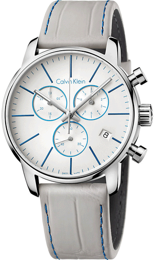  Shop Authentic Calvin Klein City Chronograph White Dial White Leather Strap Watch for Men - K2G271Q4 - Luxxuri