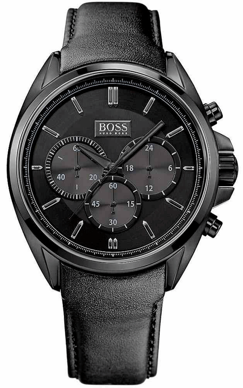  Shop Authentic Hugo Boss Driver Chronograph Black Dial Black Leather Strap Watch For Men - HB1513061 - Luxxuri