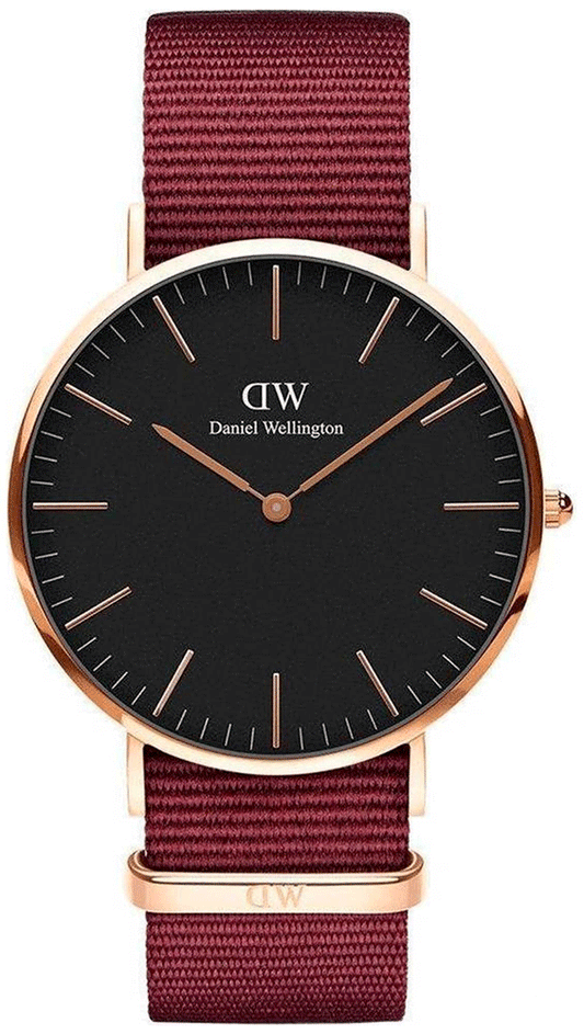  Shop Authentic Daniel Wellington Classic Roselyn Black Dial Maroon Nylon Strap Watch For Women - DW00100269 - Luxxuri