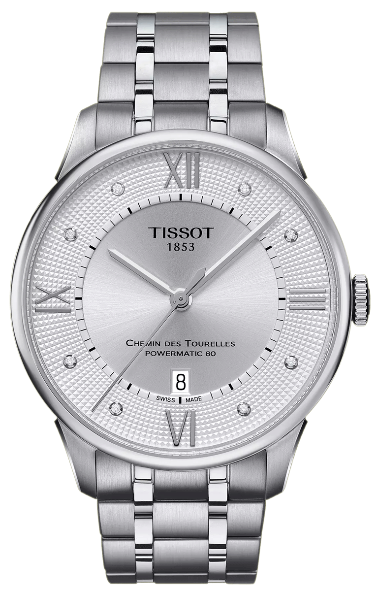  Shop Authentic Tissot Chemin Des Tourelles Powermatic 80 Diamonds Silver Dial Silver Steel Strap Watch for Men - T099.407.11.033.00 - Luxxuri