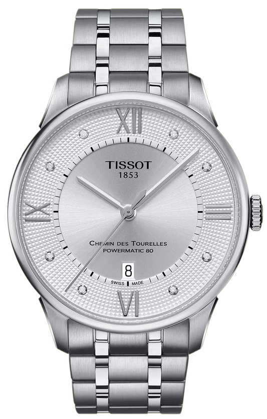  Shop Authentic Tissot Chemin Des Tourelles Powermatic 80 Diamonds Silver Dial Silver Steel Strap Watch for Men - T099.407.11.033.00 - Luxxuri