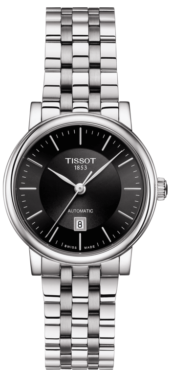  Shop Authentic Tissot T Classic Carson Premium Automatic Lady Black Dial Silver Steel Strap Watch for Women - T122.207.11.051.00 - Luxxuri