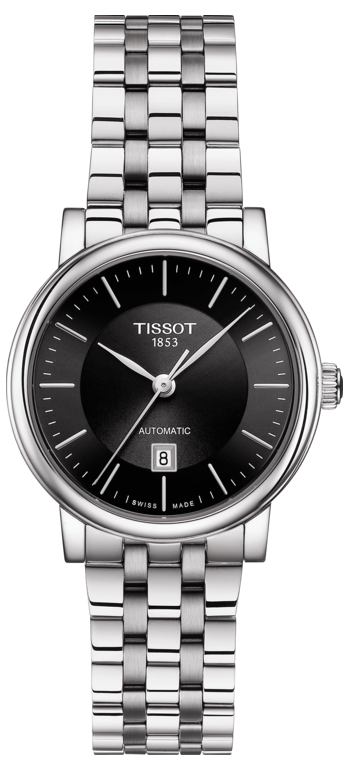  Shop Authentic Tissot T Classic Carson Premium Automatic Lady Black Dial Silver Steel Strap Watch for Women - T122.207.11.051.00 - Luxxuri