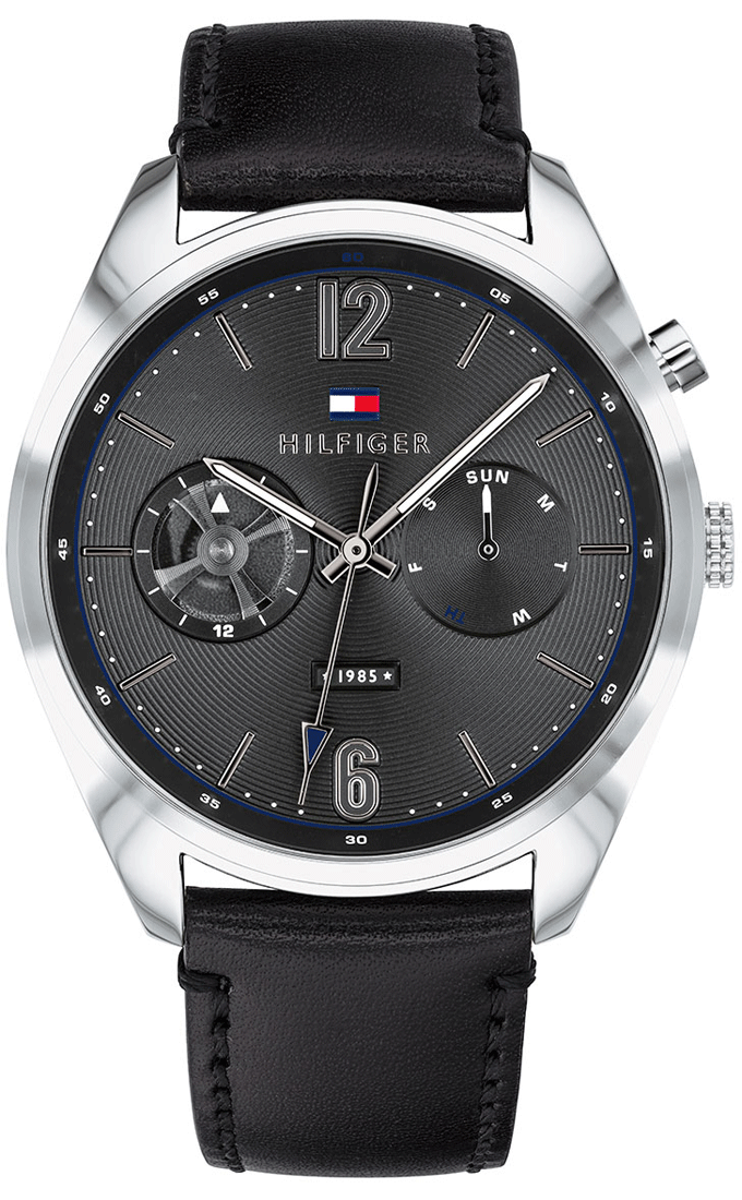  Shop Authentic Tommy Hilfiger Deacan Grey Dial Black Leather Strap Watch for Men - 1791548 - Luxxuri