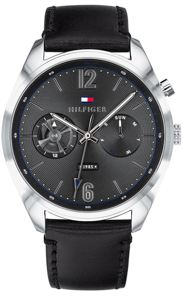  Shop Authentic Tommy Hilfiger Deacan Grey Dial Black Leather Strap Watch for Men - 1791548 - Luxxuri