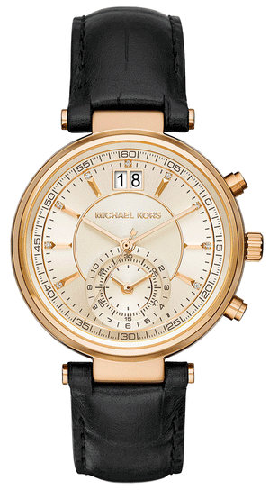  Shop Authentic Michael Kors Sawyer Champagne Dial Black Leather Strap Watch for Women - MK2433 - Luxxuri