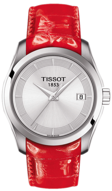  Shop Authentic Tissot Couturier Lady Silver Dial Red Leather Strap Watch for Women - T035.210.16.031.01 - Luxxuri