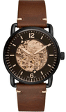  Shop Authentic Fossil Commuter Automatic Black Dial Brown Leather Strap Watch for Men - ME3158 - Luxxuri