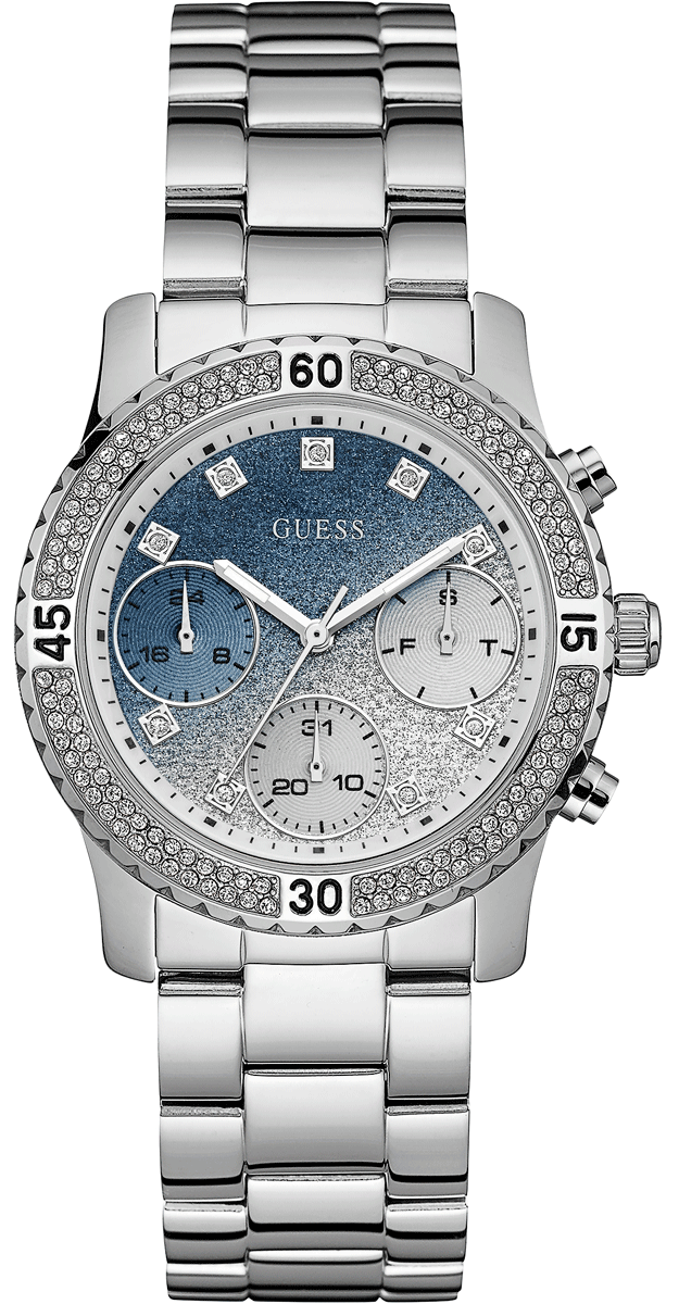  Shop Authentic Guess Confetti Diamonds Blue Dial Silver Steel Strap Watch for Women - W0774L6 - Luxxuri