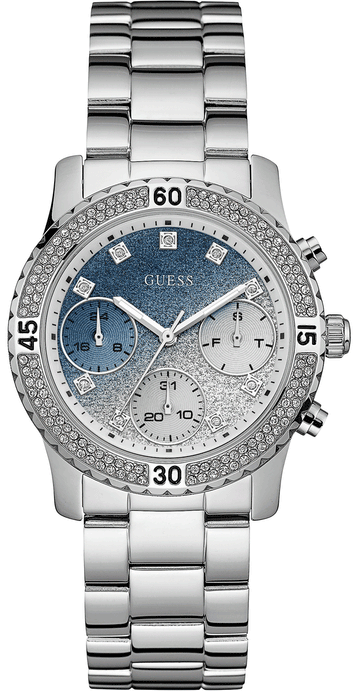  Shop Authentic Guess Confetti Diamonds Blue Dial Silver Steel Strap Watch for Women - W0774L6 - Luxxuri